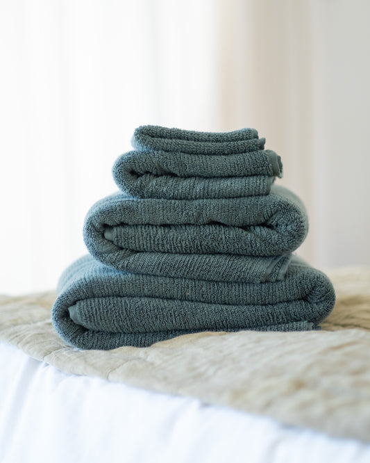 The Ribbed Washcloths in Jade