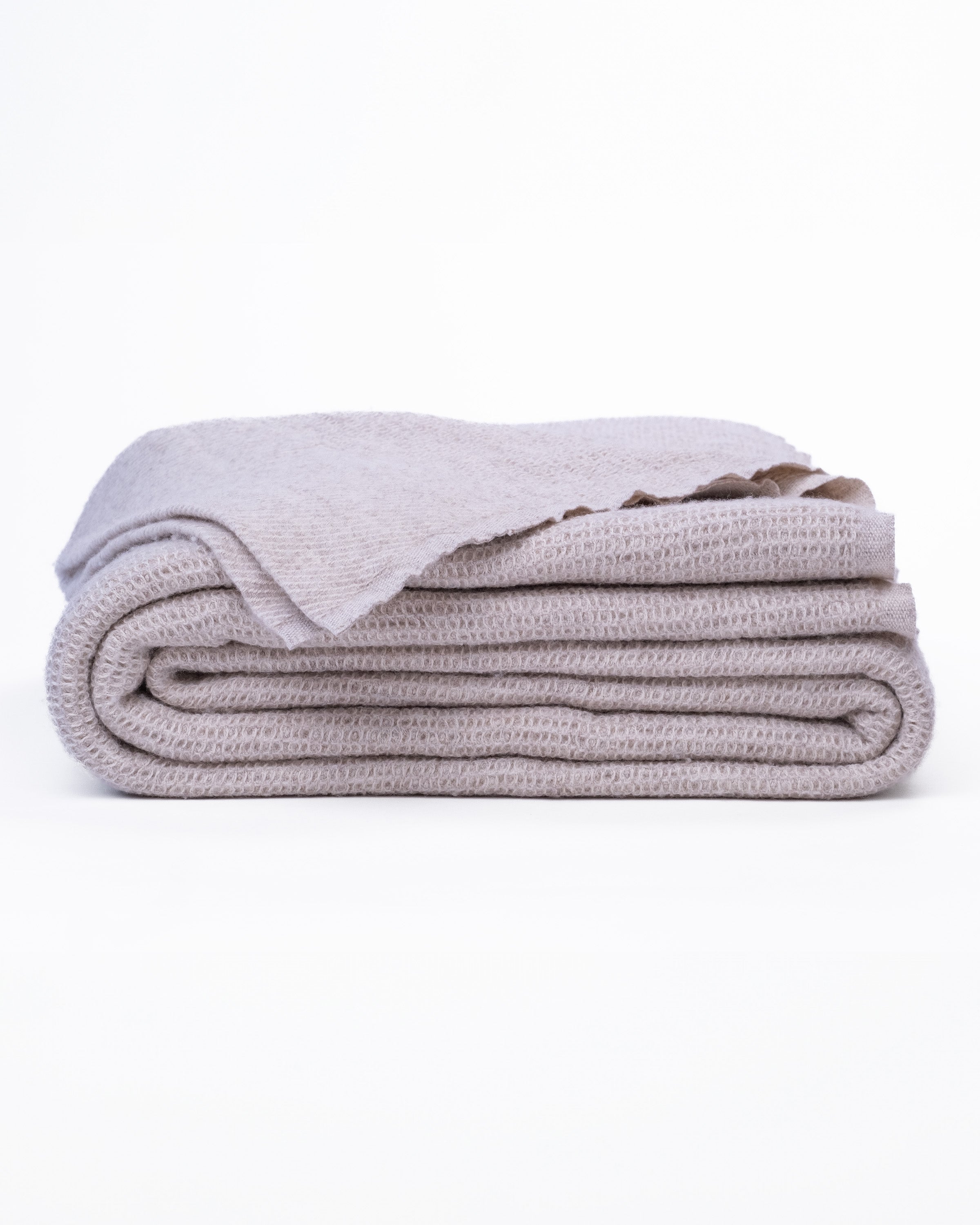 The Micro Waffle Wool Blanket in Bone