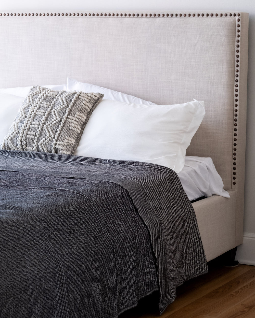 The Micro Waffle Wool Blanket in Charcoal