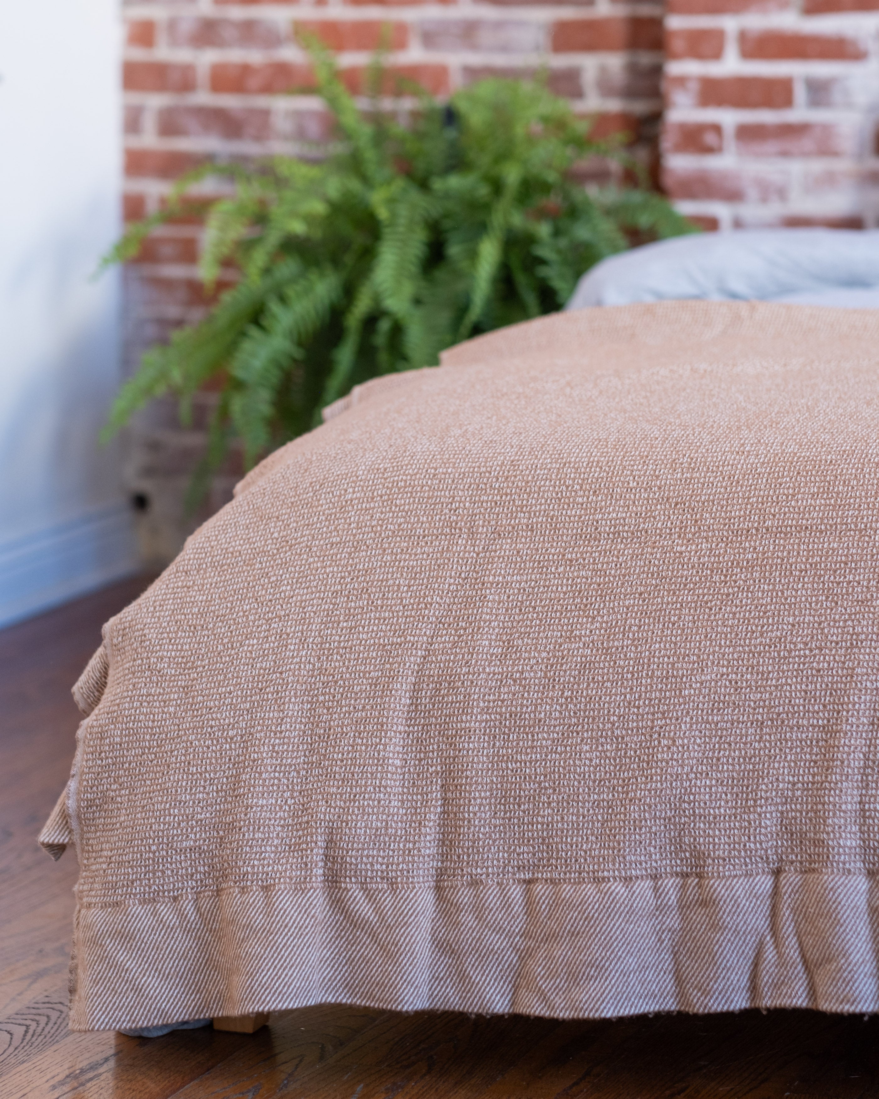 The Micro Waffle Wool Blanket in Camel