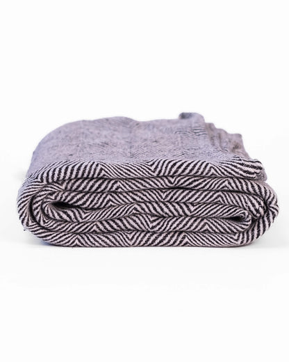 The Linen Herringbone Throw in Charcoal