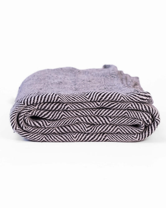 The Linen Herringbone Throw in Charcoal