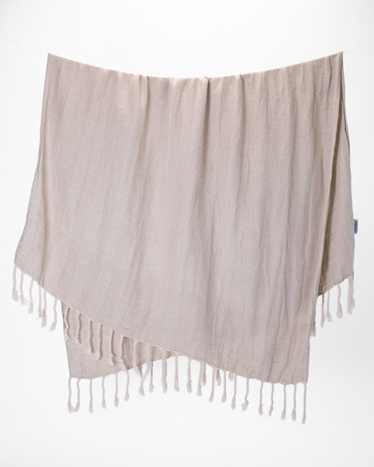The Linen Herringbone Throw in Natural