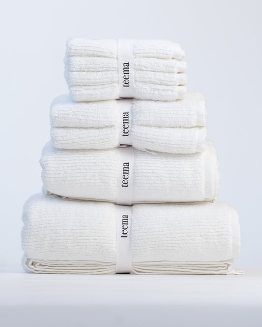 The Ribbed Washcloths in White