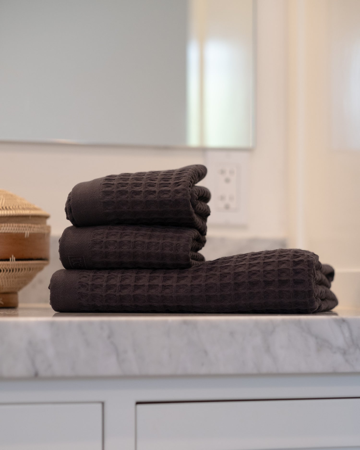 The Waffle Bath Sheet in Charcoal
