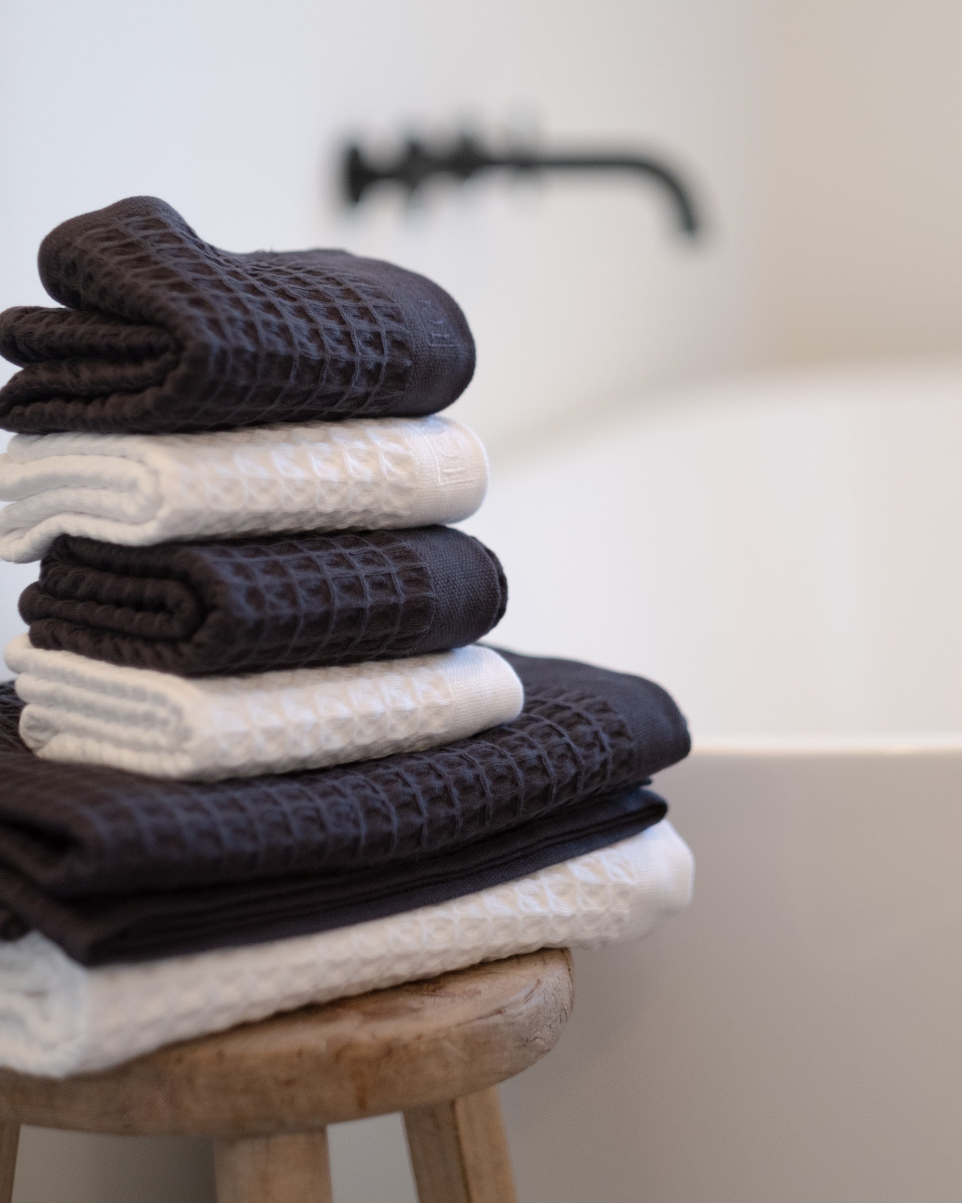 The Waffle Bath Sheet in Charcoal