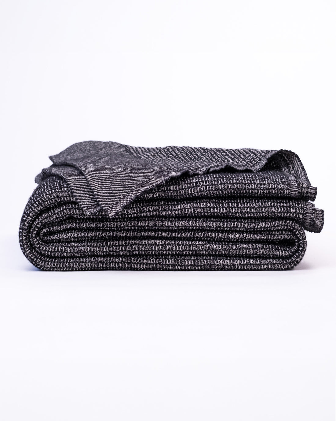 The Micro Waffle Wool Blanket in Charcoal