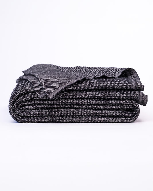 The Micro Waffle Wool Blanket in Charcoal