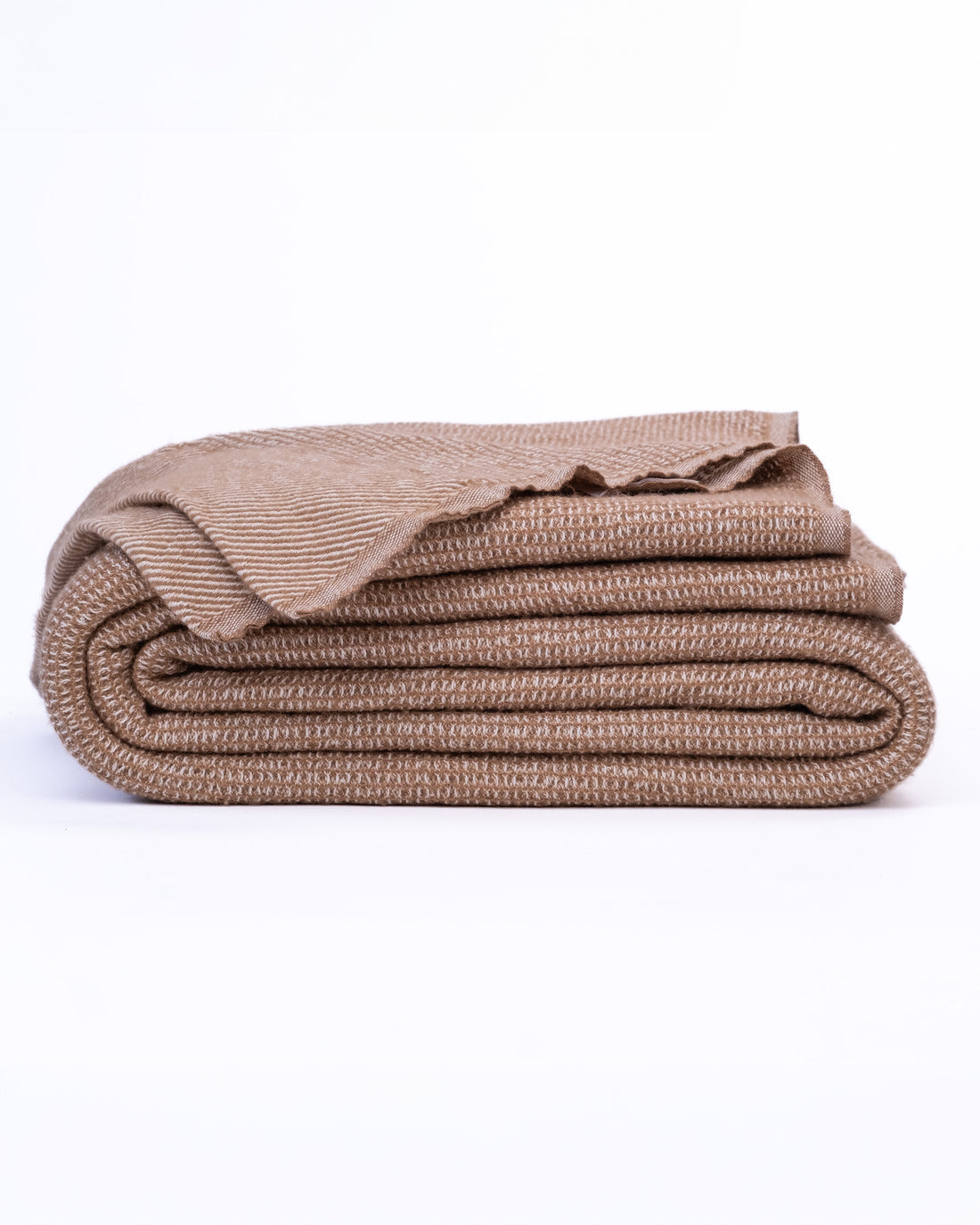 The Micro Waffle Wool Blanket in Camel