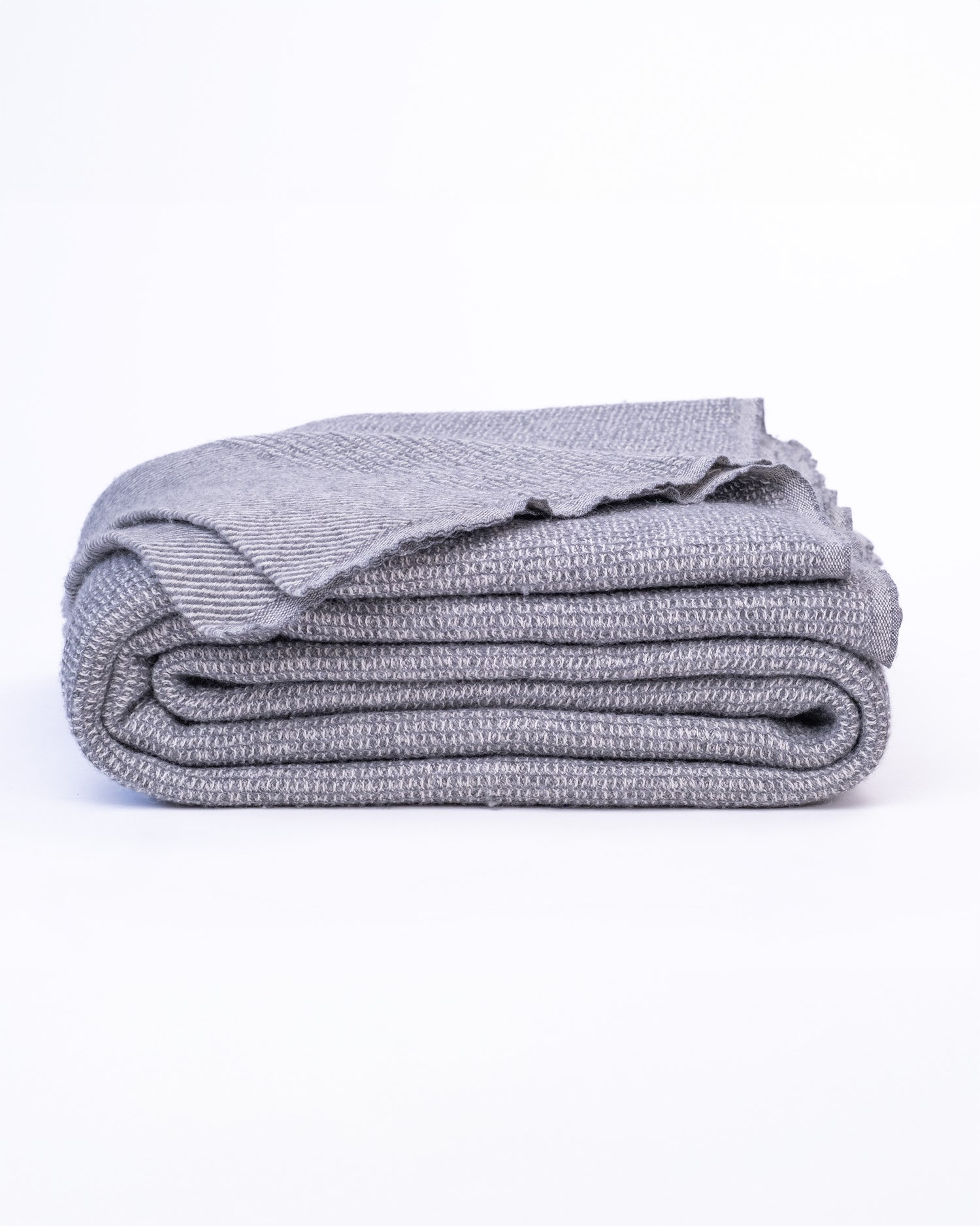 The Micro Waffle Wool Blanket in Stone