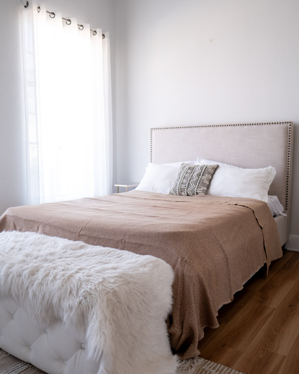 The Micro Waffle Wool Blanket in Camel