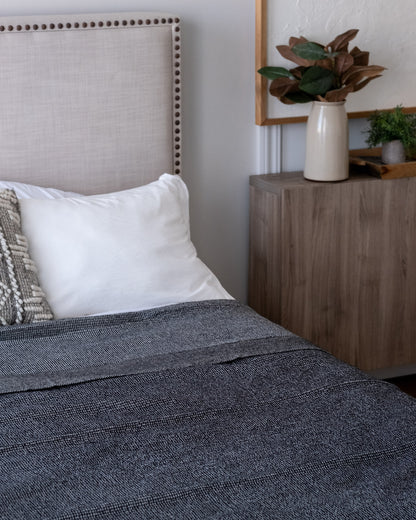 The Micro Waffle Wool Blanket in Charcoal