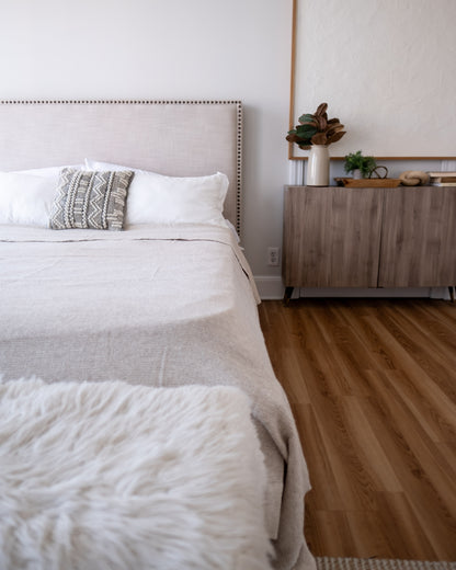 The Micro Waffle Wool Blanket in Bone