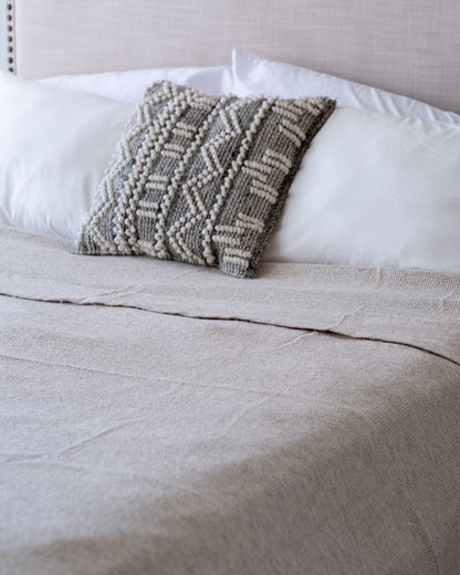 The Micro Waffle Wool Blanket in Bone