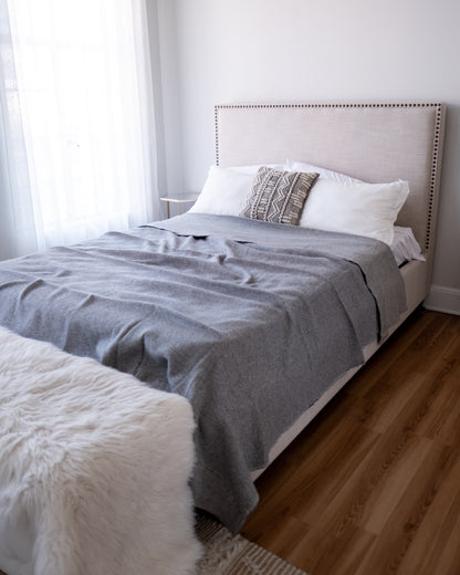 The Micro Waffle Wool Blanket in Stone