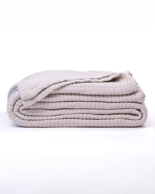 The Stitched Cotton Quilt in Bone