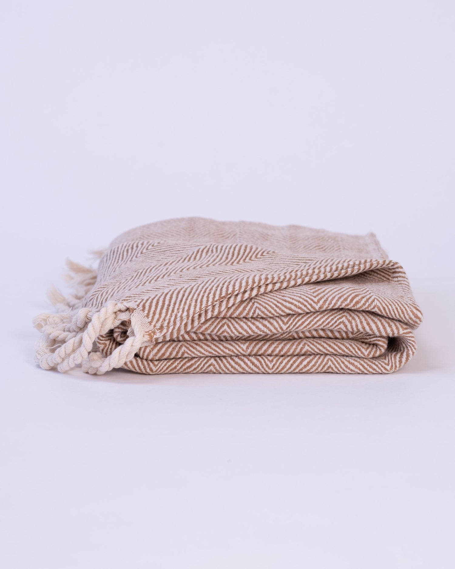 The Linen Herringbone Throw in Camel