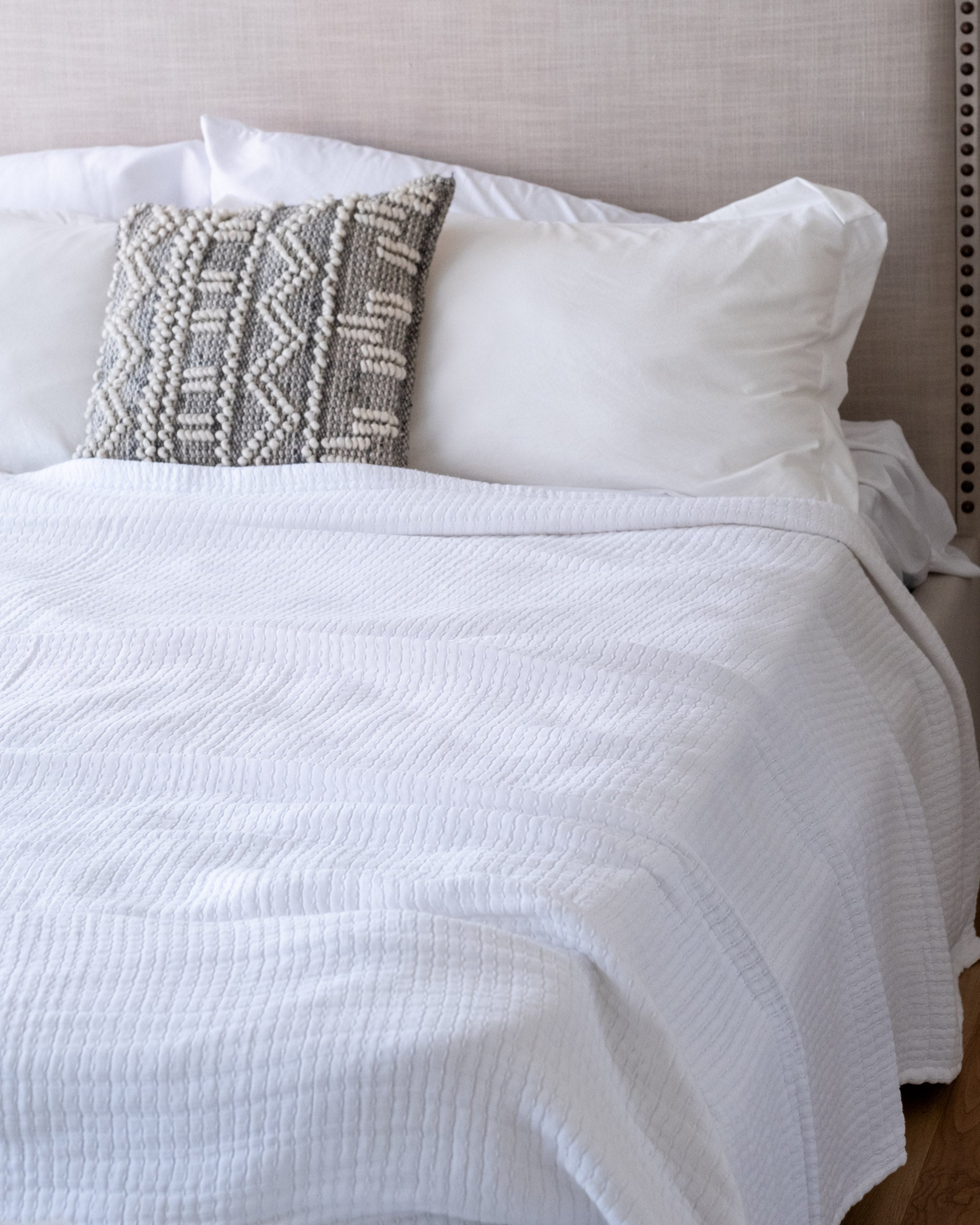The Stitched Cotton Quilt in White