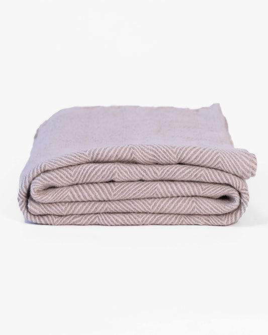 The Linen Herringbone Throw in Natural