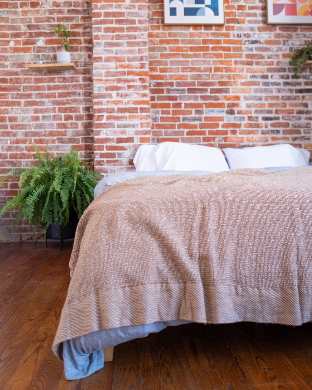 The Micro Waffle Wool Blanket in Camel