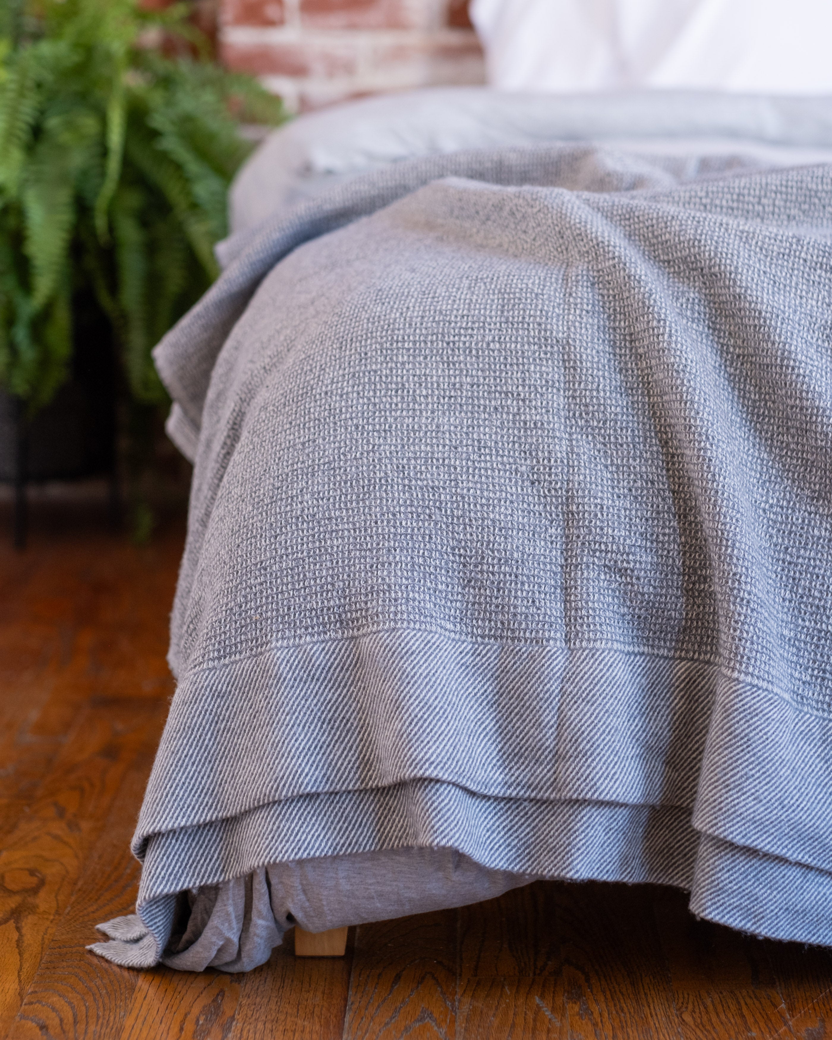 The Micro Waffle Wool Blanket in Stone