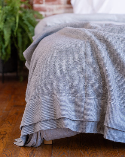 The Micro Waffle Wool Blanket in Stone
