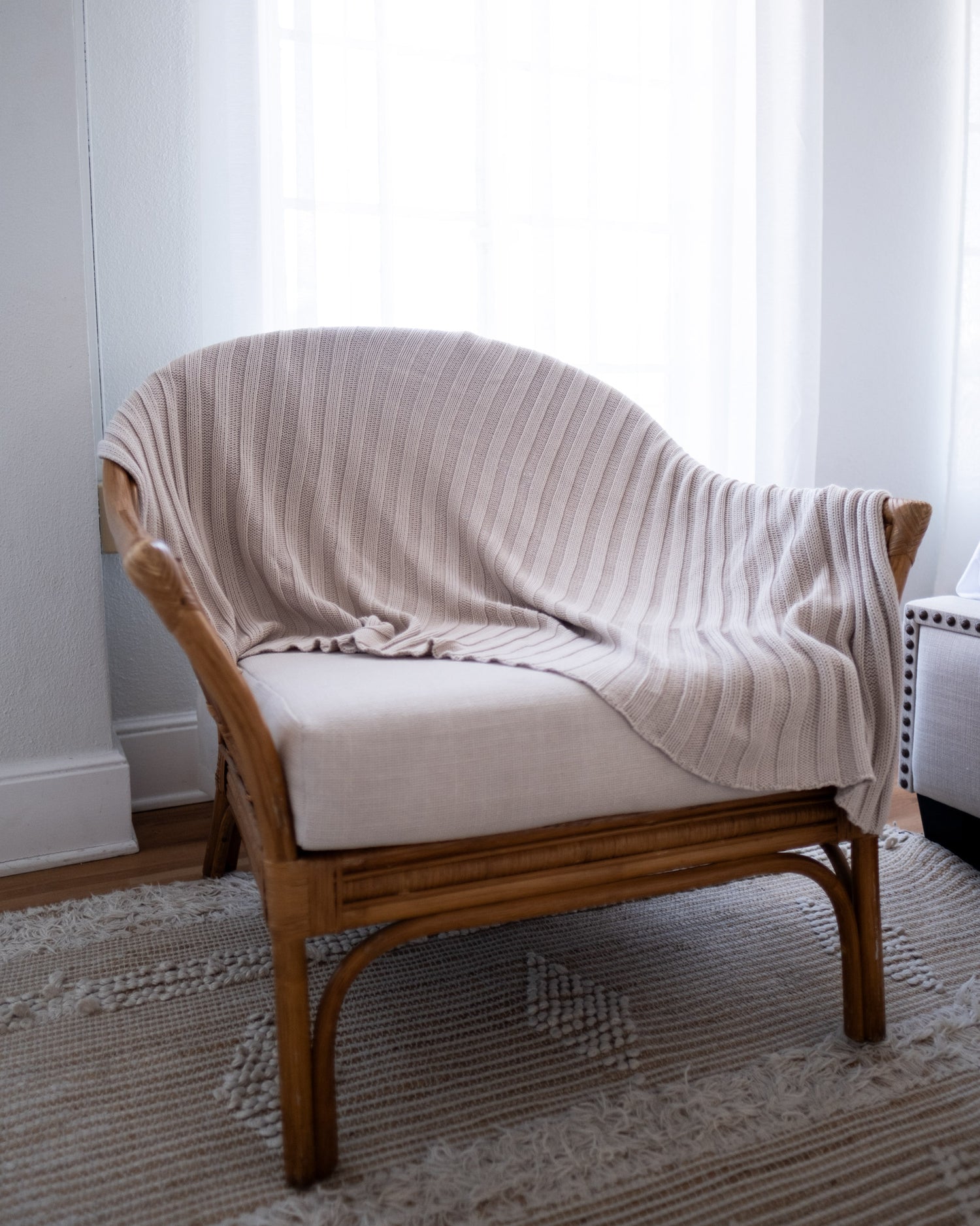 The Rib Knit Throw in Bone